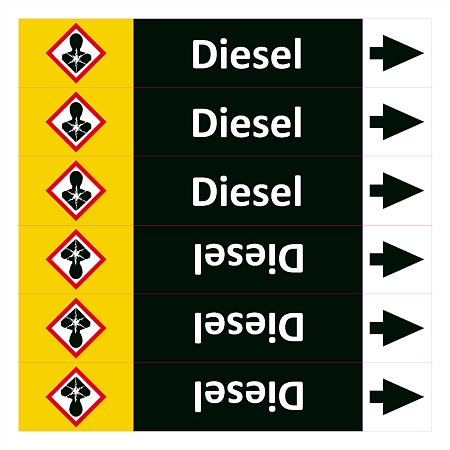 Značení potrubí ISO 20560, diesel